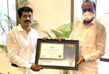 Ajit Pawar, Deputy CM of Maharashtra, gets felicitated by Deepak Harke, National secretary WBR India with certificate of Commitment (Switzerland)