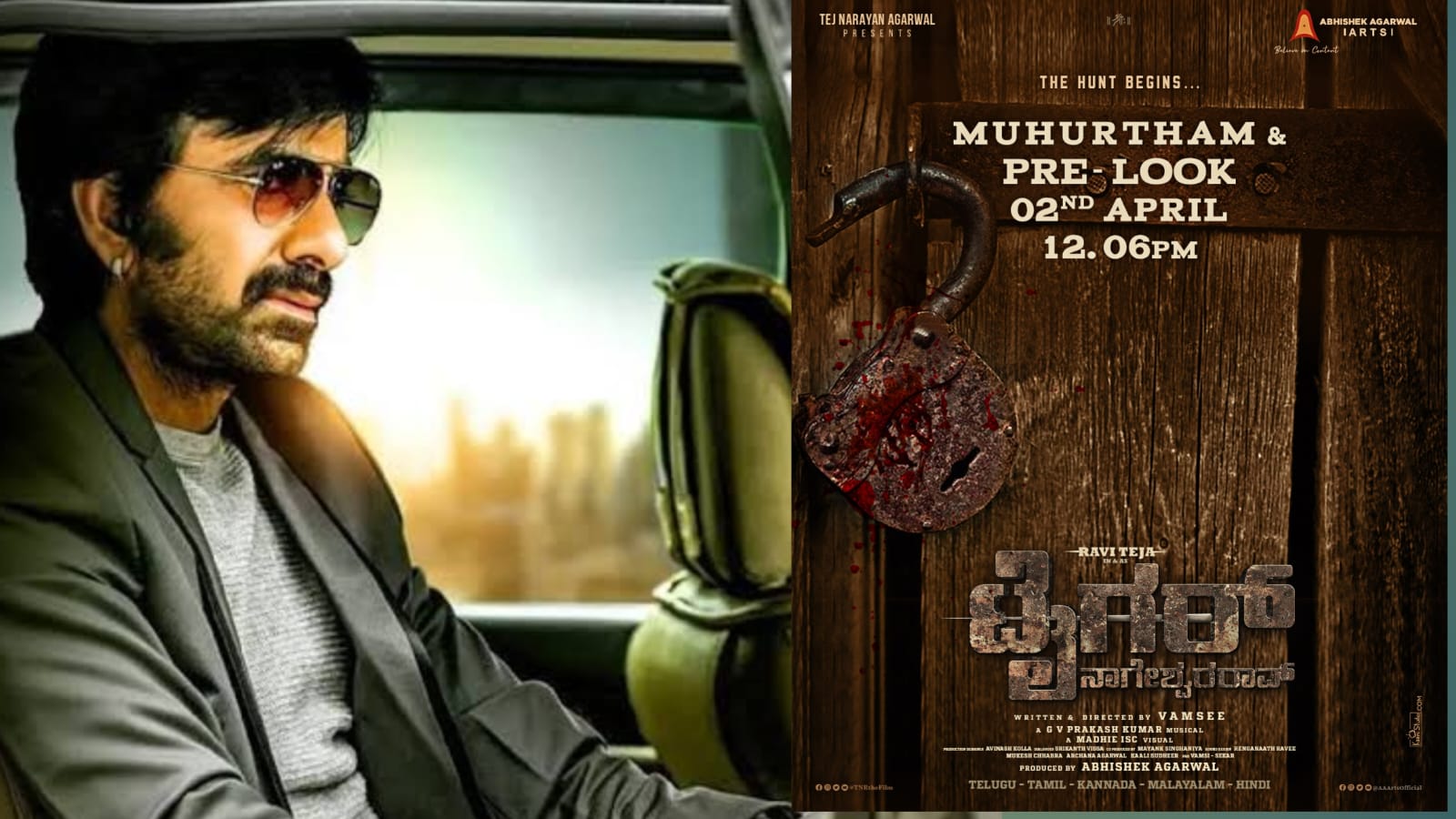 Ravi Teja, Vamsee, Abhishek Agarwal Arts’ Pan Indian Film Tiger ...